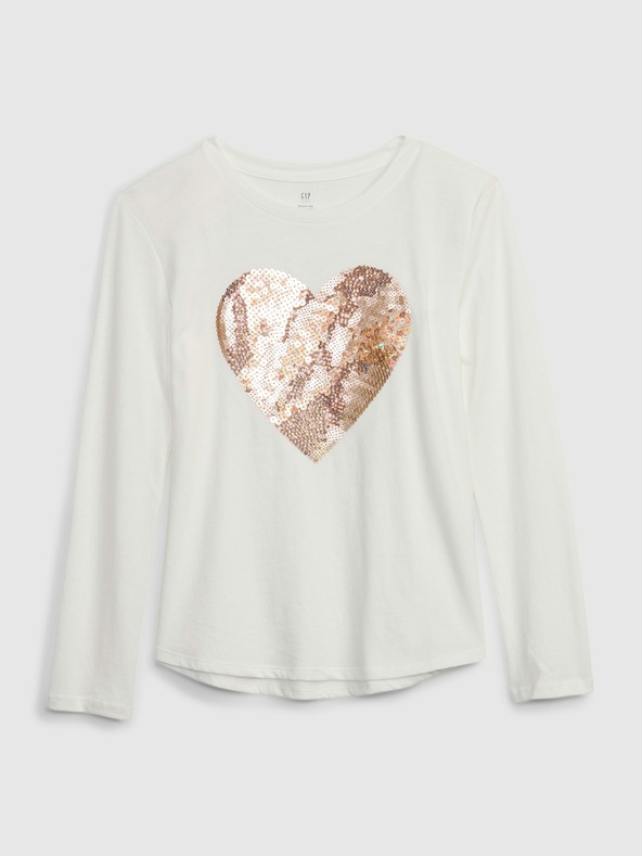 GAP Dětské tričko s flitrovým srdcem GAP