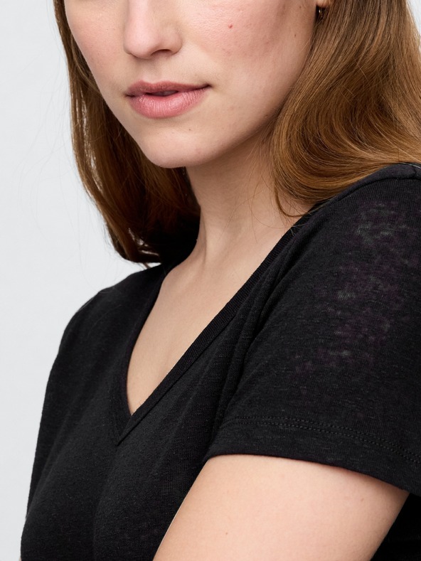 GAP Lněné crop tričko GAP