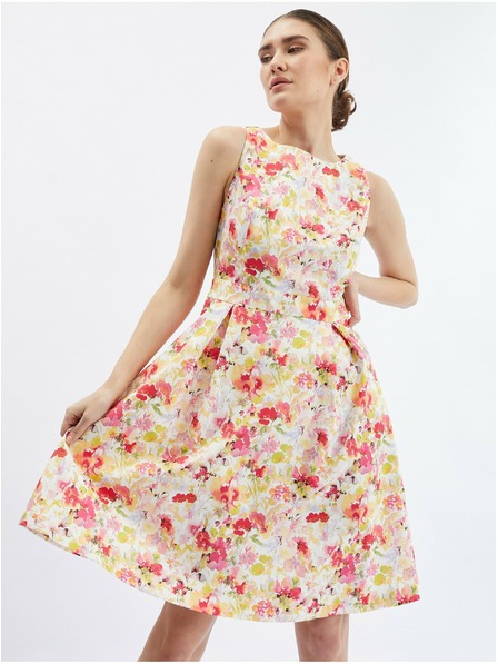 Orsay Červeno-krémové dámské květované šaty ORSAY