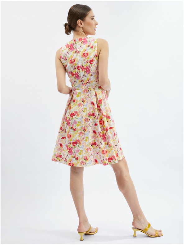 Orsay Červeno-krémové dámské květované šaty ORSAY