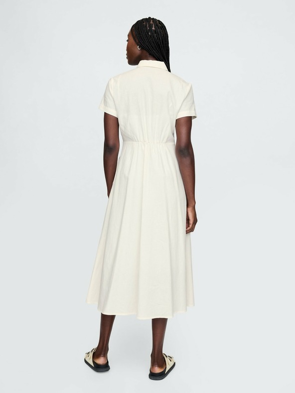 GAP Lněné košilové maxi šaty GAP