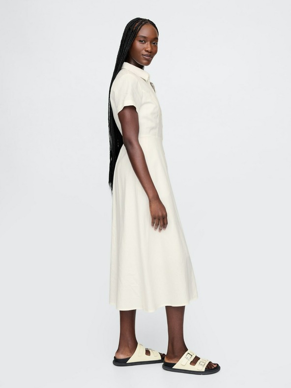 GAP Lněné košilové maxi šaty GAP