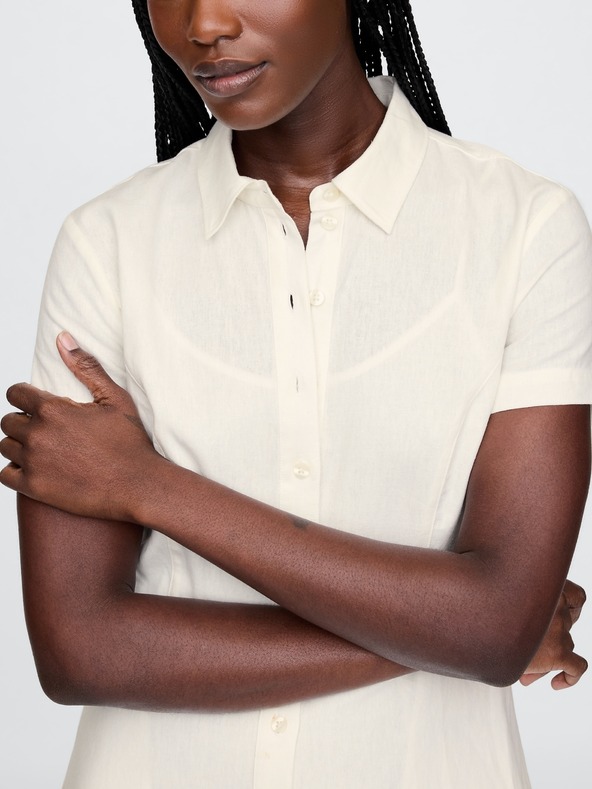 GAP Lněné košilové maxi šaty GAP