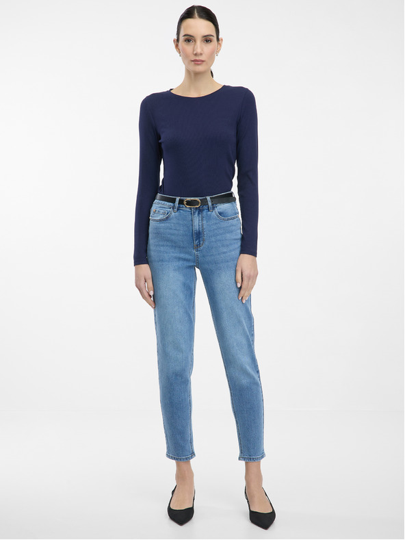 Orsay Tmavě modré dámské tričko s dlouhým rukávem ORSAY