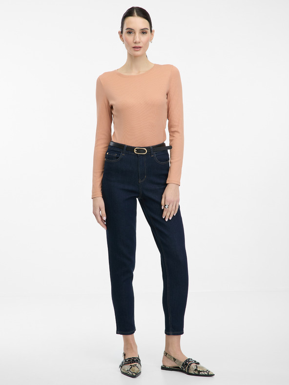 Orsay Světle hnědé dámské tričko s dlouhým rukávem ORSAY