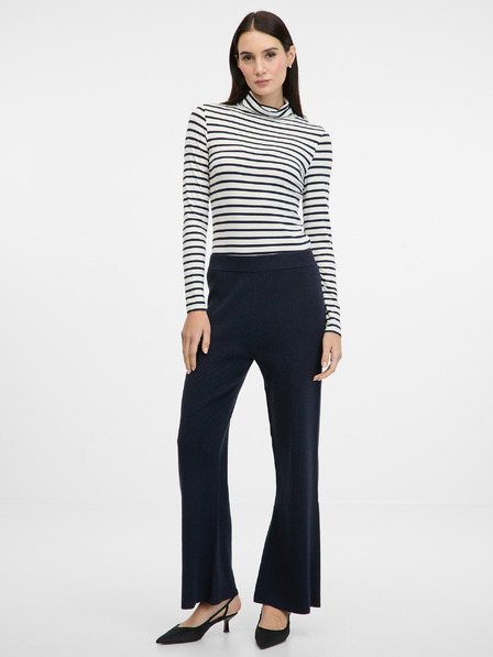 Orsay Tmavě modré dámské pruhované tričko s dlouhým rukávem ORSAY