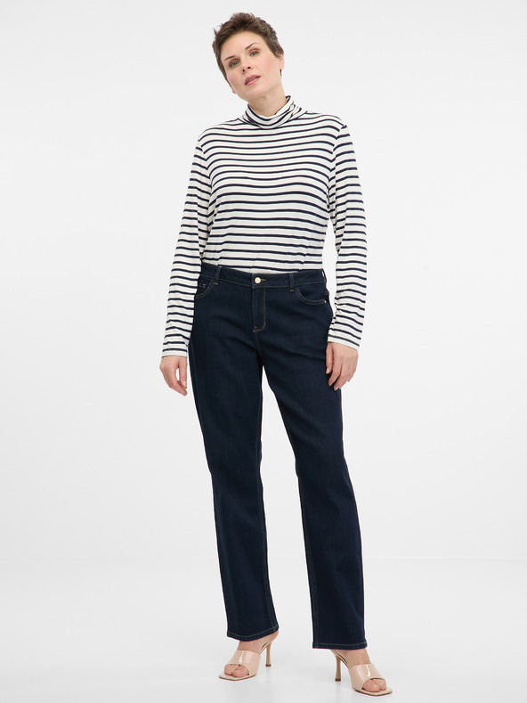Orsay Tmavě modré dámské pruhované tričko s dlouhým rukávem ORSAY
