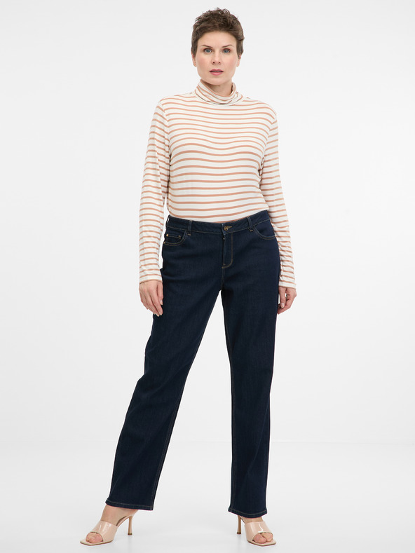 Orsay Béžové dámské pruhované tričko s dlouhým rukávem ORSAY