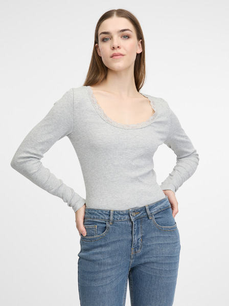 Orsay Krémové dámské tričko s dlouhým rukávem ORSAY