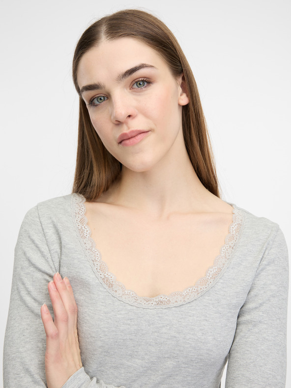 Orsay Krémové dámské tričko s dlouhým rukávem ORSAY