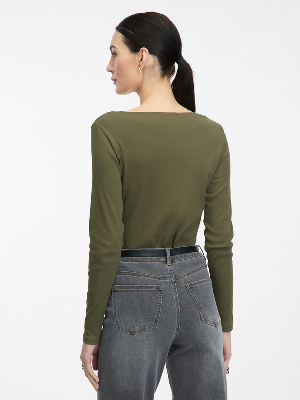Orsay Khaki dámské tričko s dlouhým rukávem ORSAY