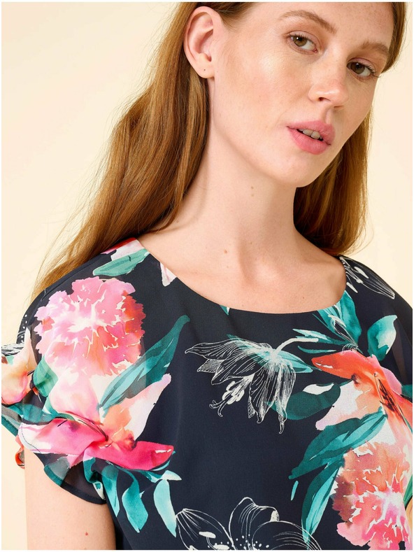 Orsay Tmavě modrá květovaná halenka ORSAY