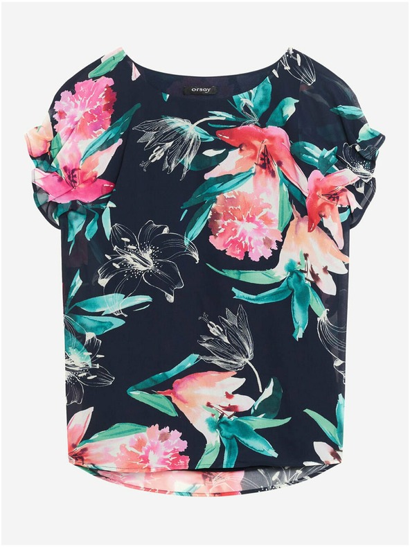 Orsay Tmavě modrá květovaná halenka ORSAY