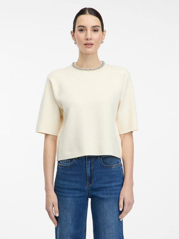 Orsay Krémová dámská halenka s krátkým rukávem ORSAY