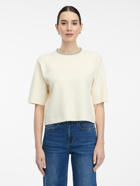 Orsay Krémová dámská halenka s krátkým rukávem ORSAY