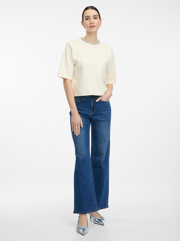 Orsay Krémová dámská halenka s krátkým rukávem ORSAY