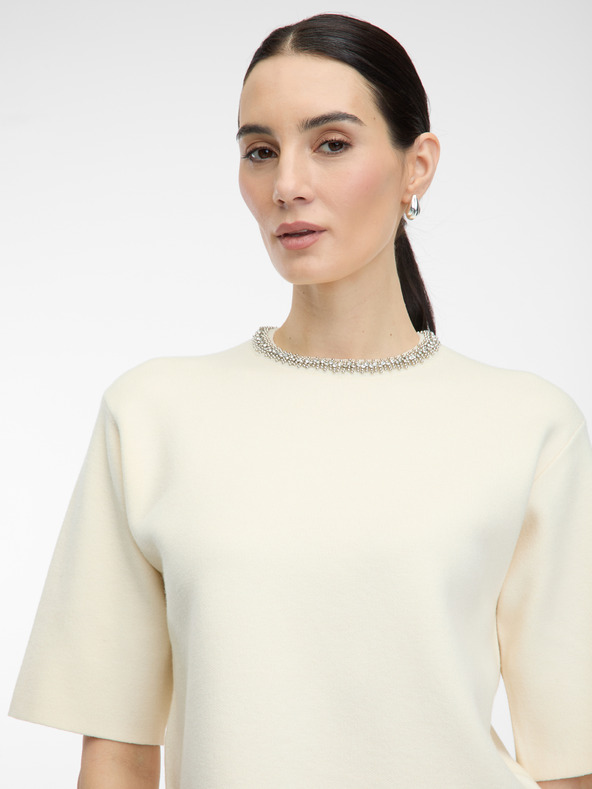 Orsay Krémová dámská halenka s krátkým rukávem ORSAY