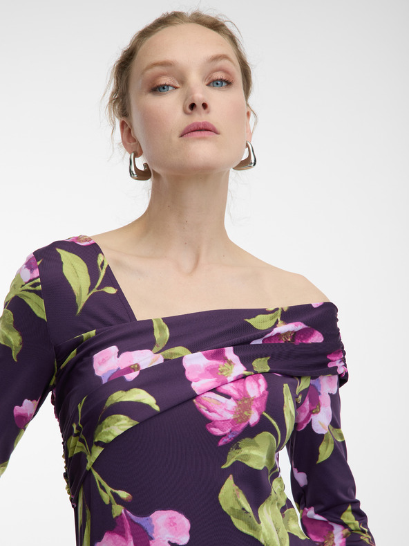 Orsay Fialová dámská halenka s květinovým vzorem ORSAY