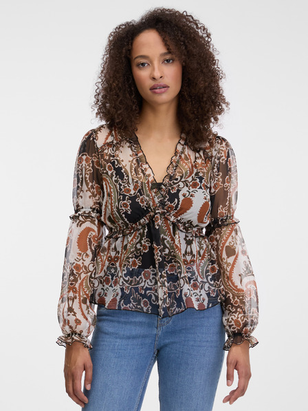 Orsay Hnědá dámská vzorovaná halenka ORSAY