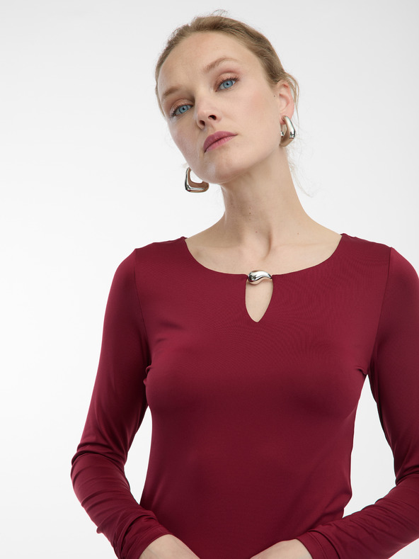 Orsay Vínový dámský top s dlouhým rukávem ORSAY