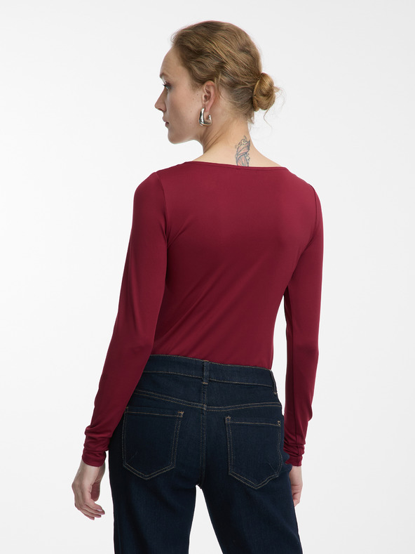 Orsay Vínový dámský top s dlouhým rukávem ORSAY