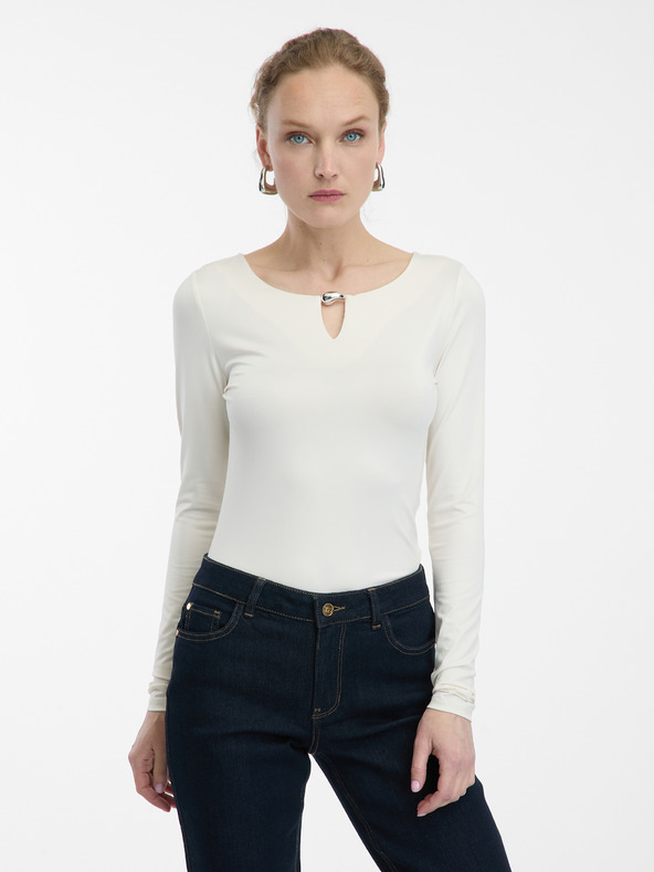 Orsay Krémový dámský top s dlouhým rukávem ORSAY