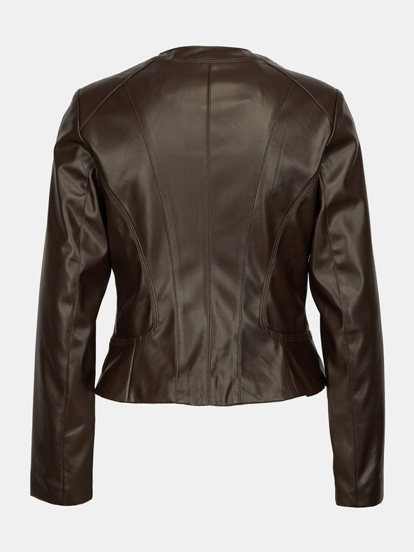 Orsay Tmavě hnědá dámská koženková bunda ORSAY