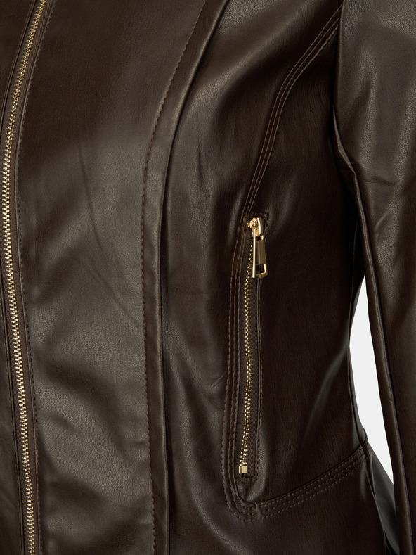 Orsay Tmavě hnědá dámská koženková bunda ORSAY