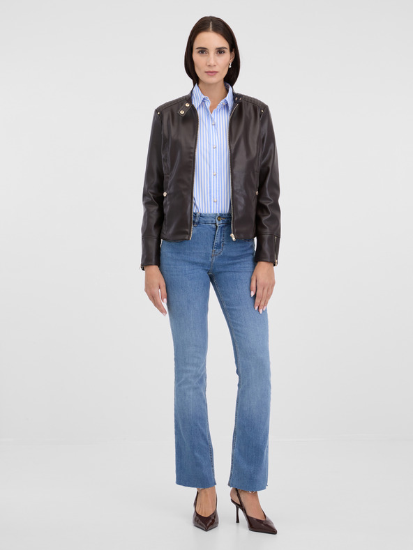 Orsay Tmavě hnědá dámská koženková bunda ORSAY