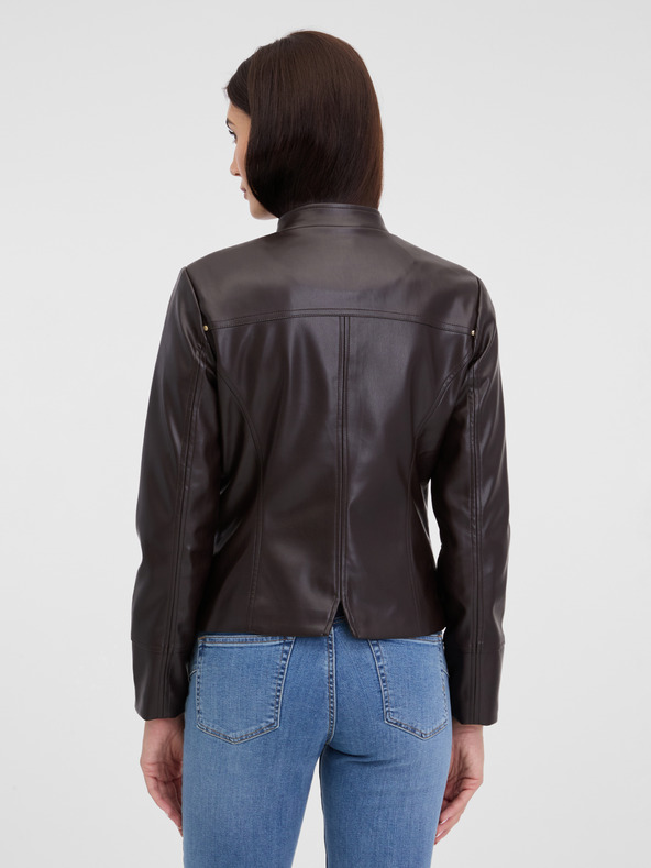 Orsay Tmavě hnědá dámská koženková bunda ORSAY
