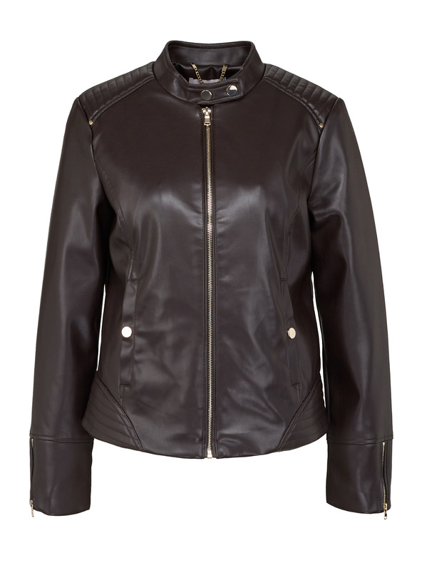 Orsay Tmavě hnědá dámská koženková bunda ORSAY