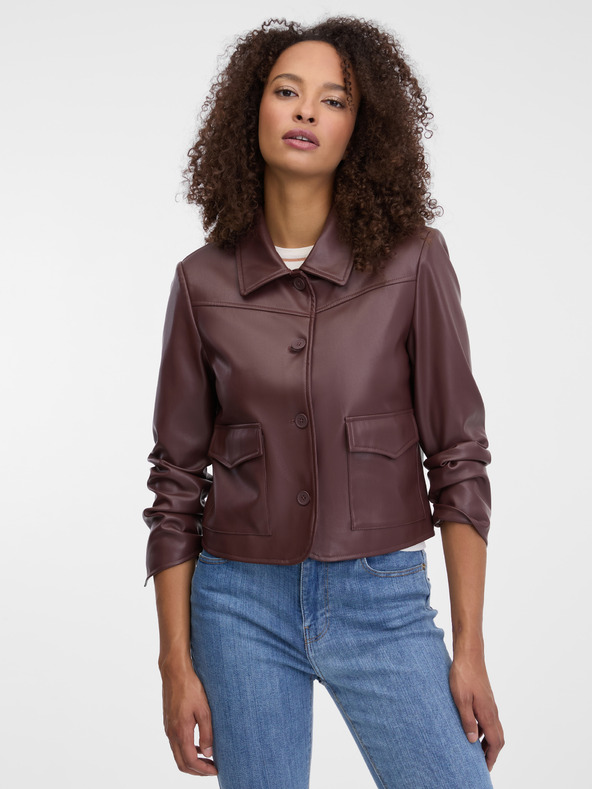 Orsay Tmavě hnědá dámská koženková bunda ORSAY