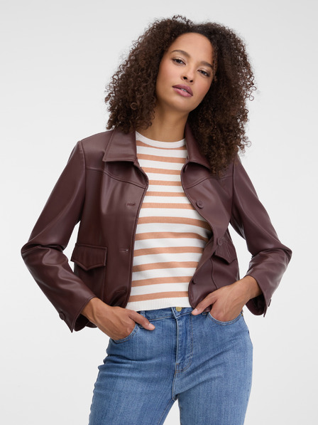 Orsay Tmavě hnědá dámská koženková bunda ORSAY