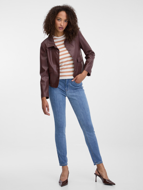 Orsay Tmavě hnědá dámská koženková bunda ORSAY