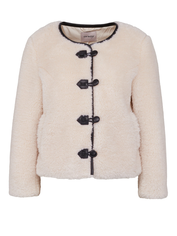 Orsay Krémová dámská bunda z umělé kožešiny ORSAY