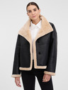 Orsay Černá dámská koženková bunda s kožíškem ORSAY