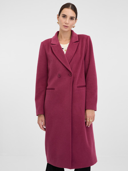 Orsay Tmavě růžový dámský kabát ORSAY