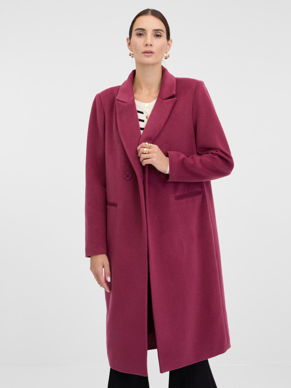 Orsay Tmavě růžový dámský kabát ORSAY