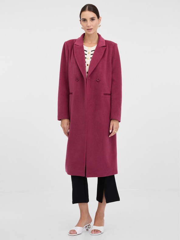 Orsay Tmavě růžový dámský kabát ORSAY