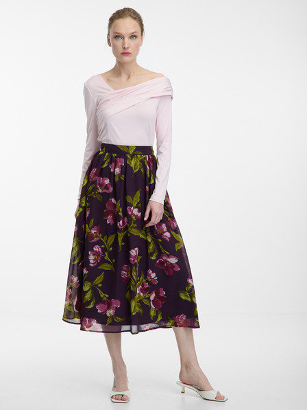 Orsay Fialová dámská midi sukně s květinovým vzorem ORSAY
