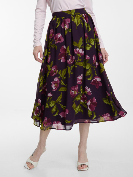 Orsay Fialová dámská midi sukně s květinovým vzorem ORSAY