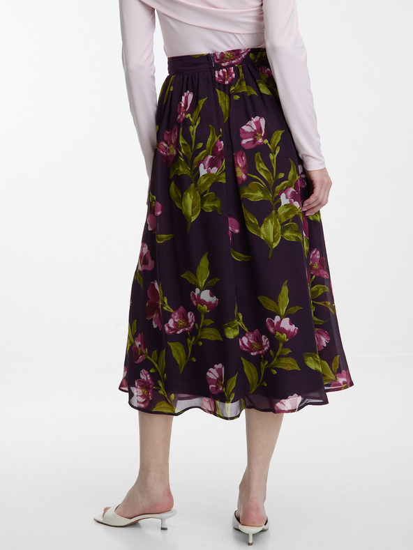 Orsay Fialová dámská midi sukně s květinovým vzorem ORSAY