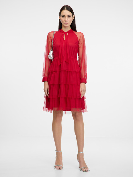 Orsay Červené dámské šaty ke kolenům ORSAY