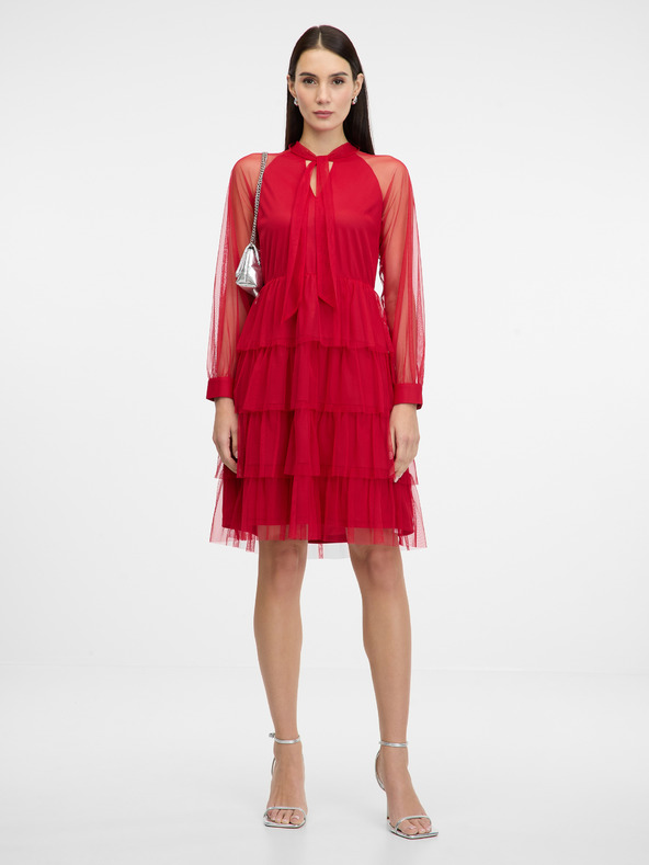 Orsay Červené dámské šaty ke kolenům ORSAY