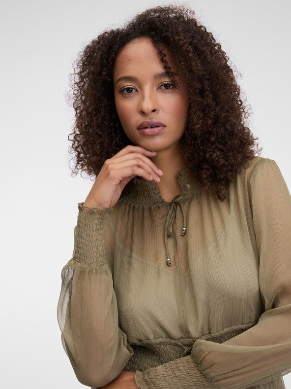 Orsay Khaki dámské šaty ke kolenům ORSAY