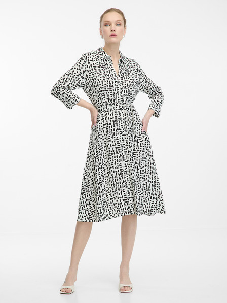 Orsay Krémové dámské košilové šaty ke kolenům ORSAY