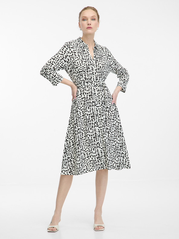 Orsay Krémové dámské košilové šaty ke kolenům ORSAY