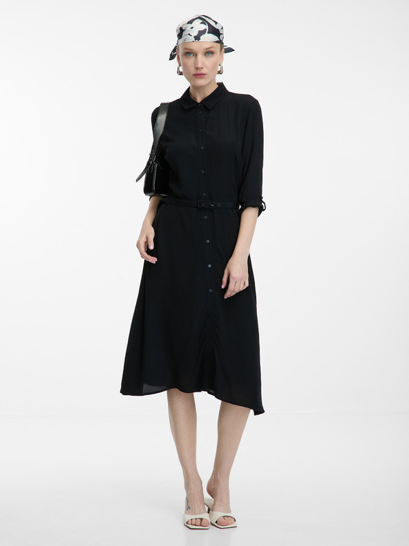 Orsay Černé dámské košilové šaty ke kolenům ORSAY