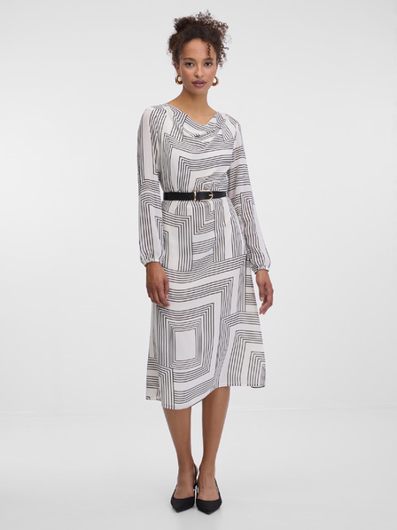 Orsay Bílé vzorované dámské šaty ke kolenům ORSAY