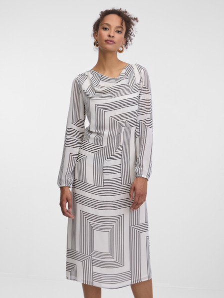 Orsay Bílé vzorované dámské šaty ke kolenům ORSAY